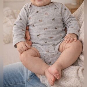Carter's Gray Bodysuit with Animal Print